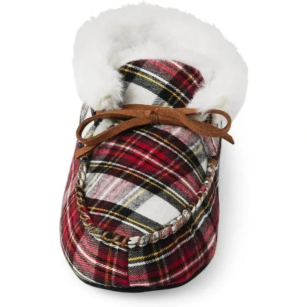 NWT Gymboree Unisex Toddlers Gymmies Multicolor Plaid Relaxing Slippers Size 7-8